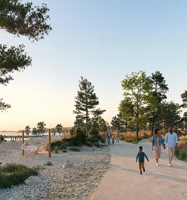 Beachfront with a view of the power plant.